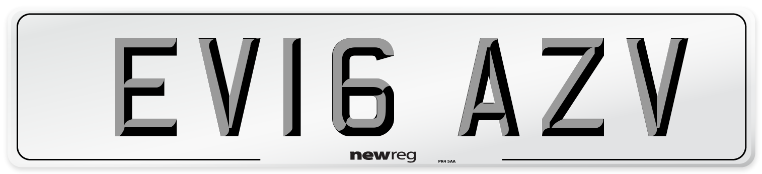 EV16 AZV Number Plate from New Reg